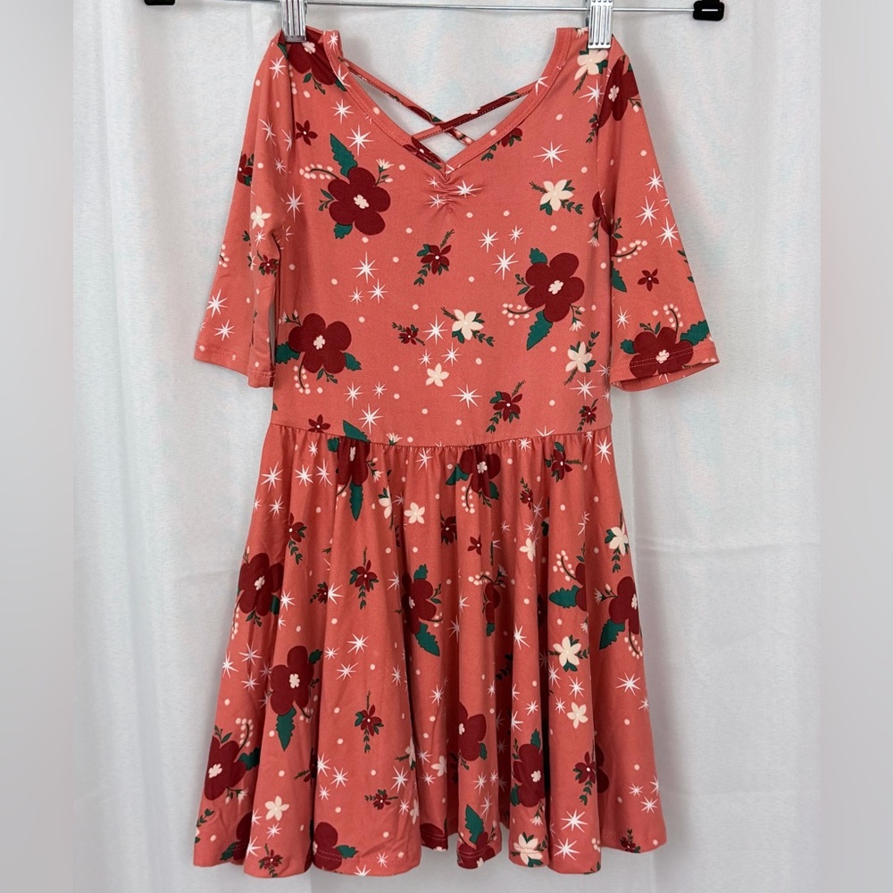 Dot Dot Smile Floral Kids 5/6 Ballerina Twirl Flowy Crisscross Back Dress NWT